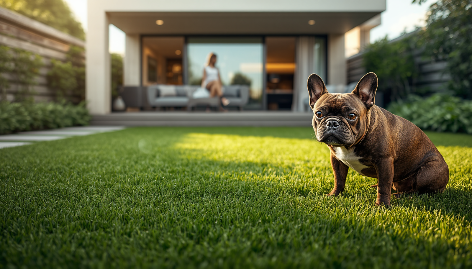 Perro sobre césped artificial Greenial